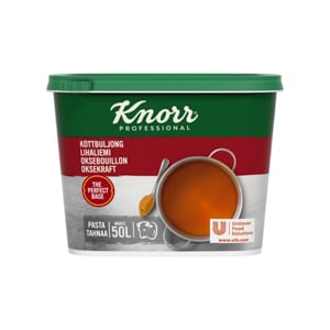Knorr Oksebouillon, pasta 1 kg / 50 L - Velafbalanceret smag af okseben og urter, med naturlige fedtperler. Nem at dosere.